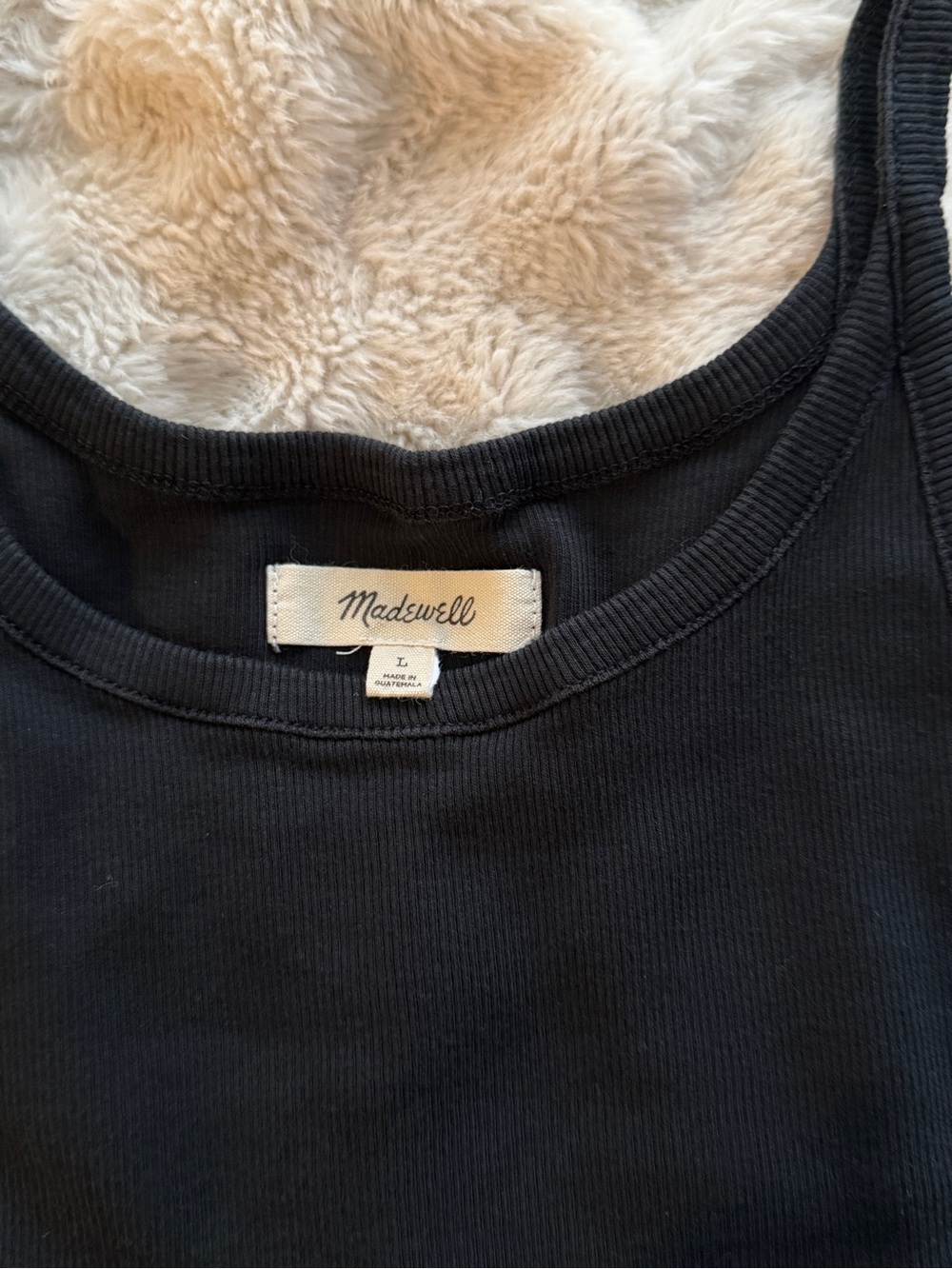 Madewell Black Ribbed High Neck Tank Top Size L